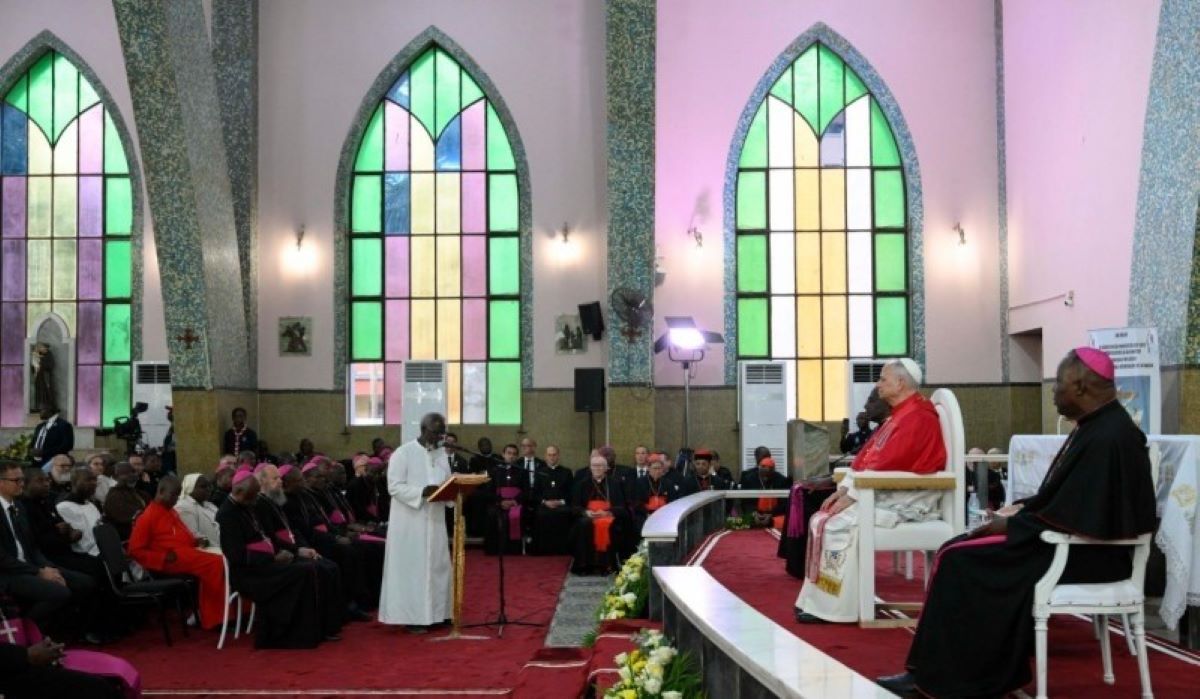 El papa Lleó XIV, trobada amb bisbes, sacerdots, consagrats, i agents pastorals a la parròquia de Nostra Senyora de Fàtima I Vatican Media 